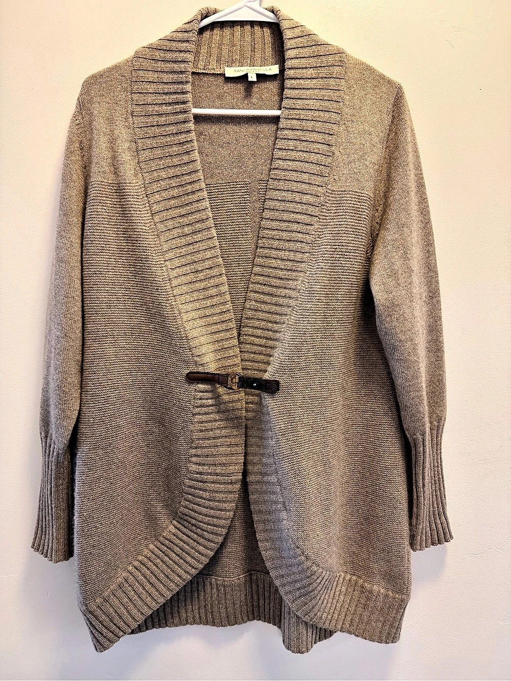 Rani Arabella Cashmere Cardigan in Brown Size Large With Leather Bit Closure - Picture 9 of 11